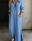 Jasmoria - Lange denim overhemd jurk voor dames