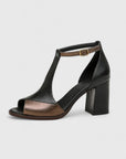 Syralix - Dames sandalen met blokhak van leer open neus enkelbandje moderne stijl