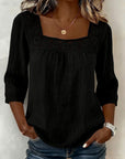 Myzaria - Damesblouse met vierkante halslijn en elegante kant