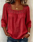 Myzaria - Damesblouse met vierkante halslijn en elegante kant