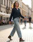 Cazira - Dames Jeans Rechstreeks Cropped Denim Moderne Comfort