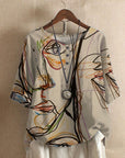 Averitha - Kunstzinnige dames T-shirt met 3/4 mouwen en ronde hals