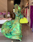 Aceline - Elegante Bedrukte Maxi Dress met Empire Taille