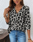 Astoria - Blouse met Halve Mouwen in Luipaardprint Groot