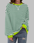 Helyria - Dames oversized gestreepte trui comfortabele casual stijl winter