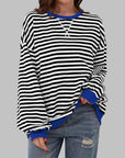 Helyria - Dames oversized gestreepte trui comfortabele casual stijl winter