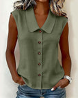 Dovirelle - Mouwloze blouse voor dames met V-hals en elegante knopen