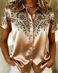 Quinessa - Dames satijnen blouse met bloemenprint