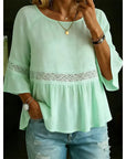 Evarielle - Damesblouse met kant en peplum met volantmouwen