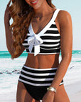 Laluna® Gestreepte bikini met hoge taille – flatterende taille, tijdloze streepjeslook