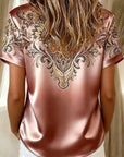 Quinessa - Dames satijnen blouse met bloemenprint