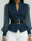 Quinellea - Elegante Denim Blouse met Structuur
