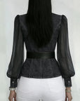Quinellea - Elegante Denim Blouse met Structuur