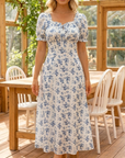 Cirella - Midi jurk voor dames in zwart met roze bloemenprint