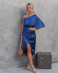Estelle️ - One shoulder satijnen jurk