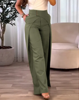 Areliax - Hoge taille dames broek met vloeiende split in elegante stijl
