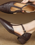 Prynelle - Dames Mary Jane schoenen van leer met gevlochten band