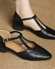 Prynelle - Dames Mary Jane schoenen van leer met gevlochten band