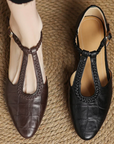 Prynelle - Dames Mary Jane schoenen van leer met gevlochten band