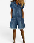 Rovellea - Korte denim jumpsuit voor vrouwen met knopen casual zomer