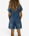 Rovellea - Korte denim jumpsuit voor vrouwen met knopen casual zomer