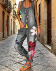 Jovalythra - Casual Denim Bloemen Overall met Ruime Pasvorm voor Dames