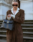 Cléore - Elegante suède Trench Coat voor dames
