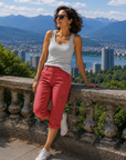 Ophiria - Dames capri cargo broek met meerdere zakken, casual pasvorm