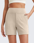 Phaedora - Hoge taille shorts voor dames met diepe zakken