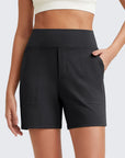 Phaedora - Hoge taille shorts voor dames met diepe zakken