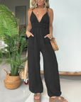 Anja - Denim Deep V-Hals Jumpsuit voor Vrouwen