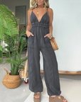 Anja - Denim Deep V-Hals Jumpsuit voor Vrouwen