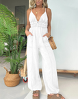 Anja - Denim Deep V-Hals Jumpsuit voor Vrouwen
