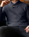 Mirko - Heren Trui Met Textuur en Hoge Kraag Elegant