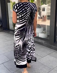 Cenalyra - Midi jurk voor dames met korte mouwen en print