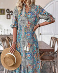 Esther - Elegante V-hals bloemenprint boho jurk voor dames