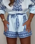 Mylene - Geprinte playsuit met strikceintuur