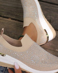 Azelisse - Dames instappers met strass en plateauzool