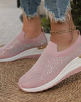 Azelisse - Dames instappers met strass en plateauzool