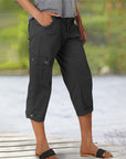 Ophiria - Dames capri cargo broek met meerdere zakken, casual pasvorm
