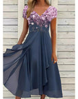 Halina - Elegante zomerjurk met V-Hals en unieke print
