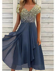 Halina - Elegante zomerjurk met V-Hals en unieke print