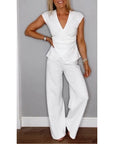 Bovirae - Elegante damesoutfit met V-hals en moderne vloeiende broek