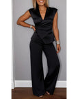 Bovirae - Elegante damesoutfit met V-hals en moderne vloeiende broek