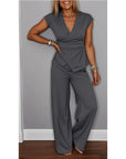 Bovirae - Elegante damesoutfit met V-hals en moderne vloeiende broek