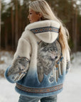 Dahlina - Dames Hoodie Jas met Wolfprint