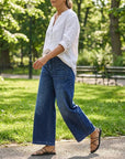 Rexelle - Dames Jeans Hoge Taille Wijde Pasvorm Denim Comfort & Moderne Stijl