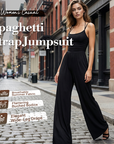 Jovixia - Dames jumpsuit met fijne bandjes luchtig wijde benen zomer