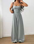 Jovixia - Dames jumpsuit met fijne bandjes luchtig wijde benen zomer