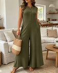 Azeloria - Dames zonder mouwen jumpsuit met brede pijpen en zakken